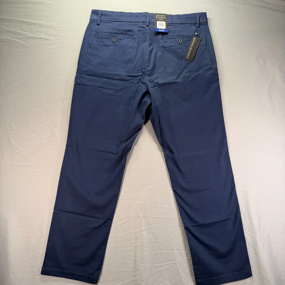 Banana Republic Chino Pants Mens 36x29 Navy Blue Twill Preppy Travel NWT